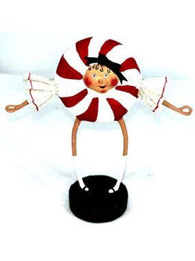 Lori Mitchell Patsy Mint Figurine Peppermint Candy Peppie Christmas Round 5.5"